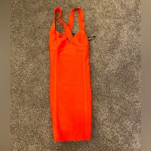 Herve Leger Forever 21 Orange show stopping cocktail dress NWOT